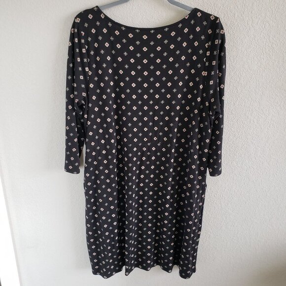 J.Jill Woman's Size L 3/4 Sleeve Tee Shirt Shift Dress with Pockets Geo Print - Picture 2 of 6